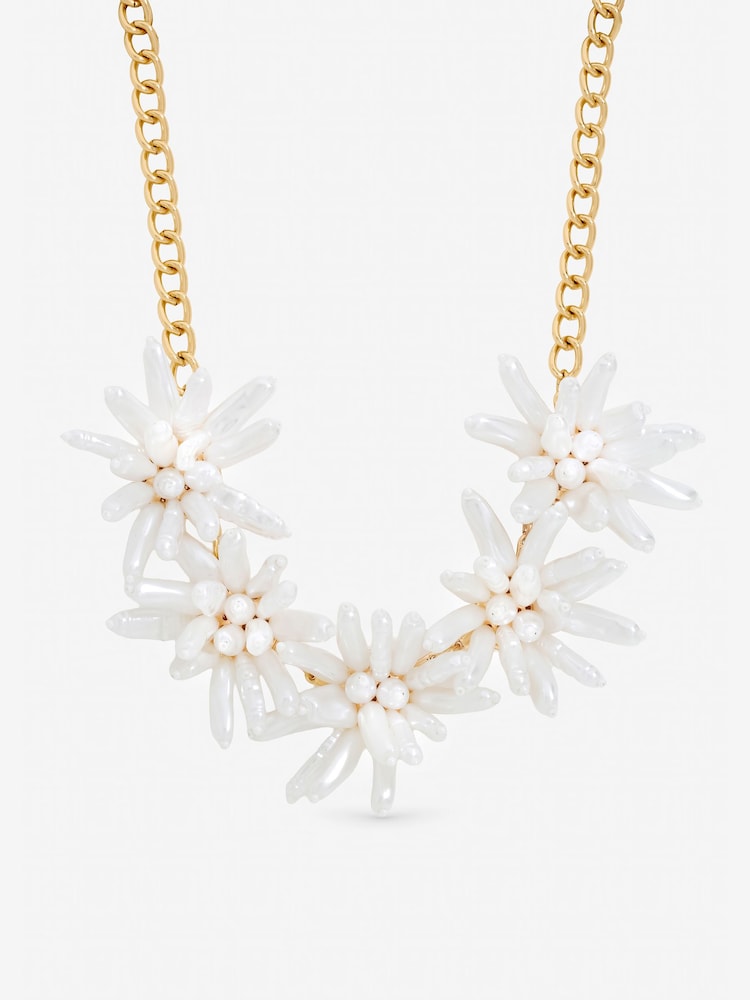Mood Gold Tone Statement Pearl Floral Necklace - Image 1 of 1