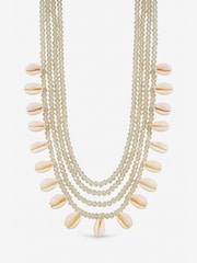 Mood Gold Tone Shell and Bead Multirow Necklace - Image 1 of 3