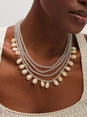 Mood Gold Tone Shell and Bead Multirow Necklace - Image 3 of 3