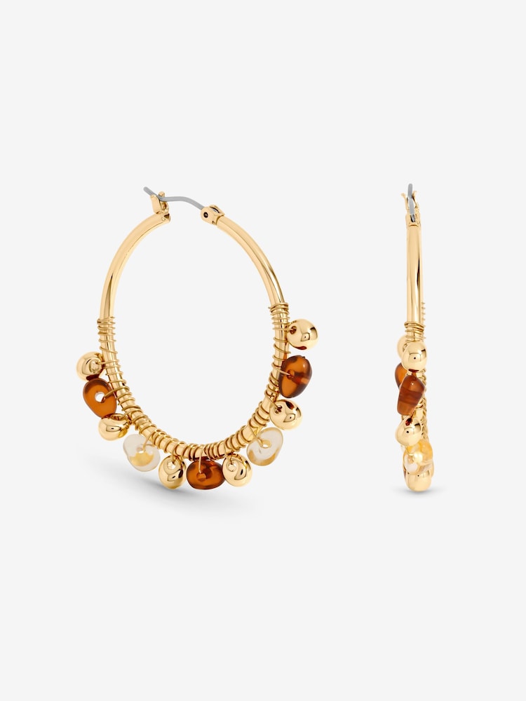 Mood Gold Tone Polished And Resin Hoop Earrings - Image 1 of 3