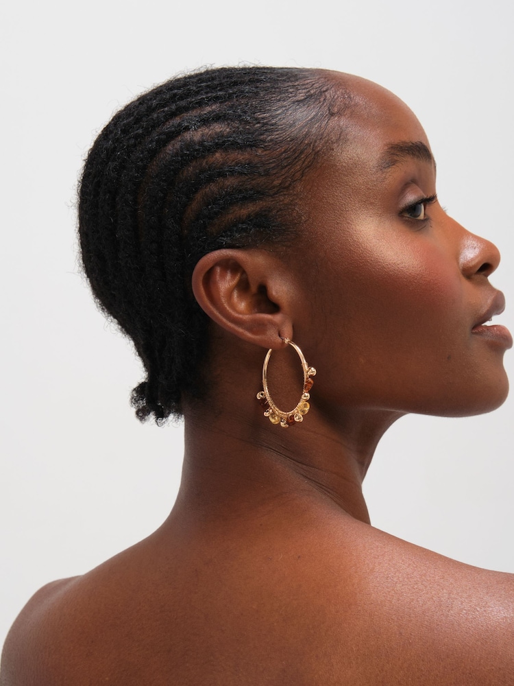 Mood Gold Tone Polished And Resin Hoop Earrings - Image 3 of 3