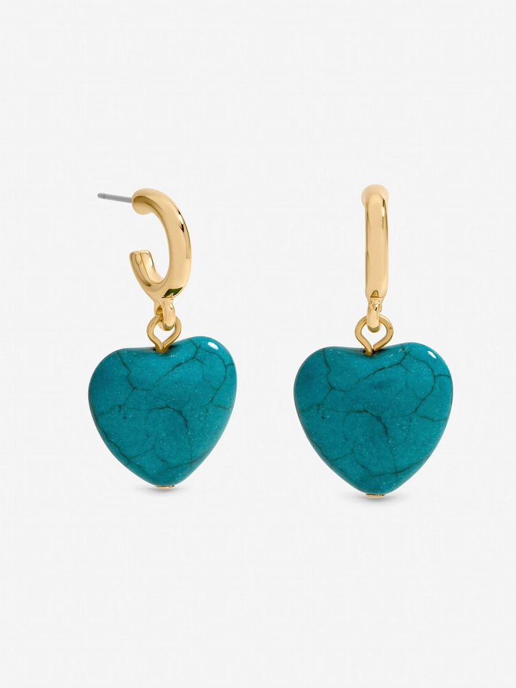 Mood Turquoise Heart Huggie Earrings - Bild 1 von 1