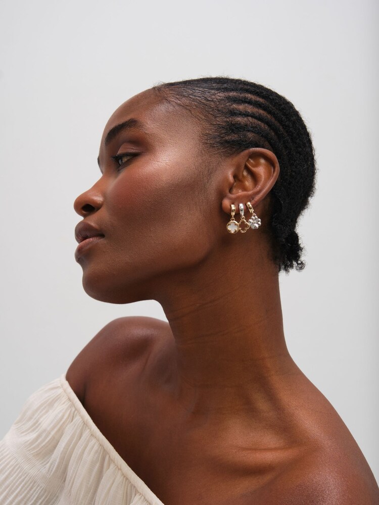 Mood Metallic Two Tone Clover Earrings Pack Of 3 - Image 2 of 3 Mood Metallic Two Tone Clover Earrings Pack Of 3 - Image 2 of 3