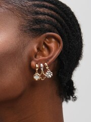 Mood Metallic Two Tone Clover Earrings Pack Of 3 - Image 3 of 3