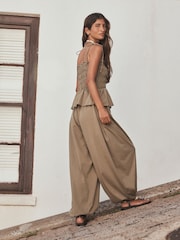 Khaki Jersey Ballon Leg Jumpsuit - Image 4 of 6
