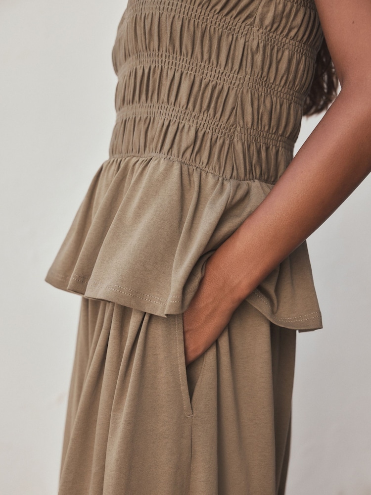 Khaki Jersey Ballon Leg Jumpsuit - Image 6 of 6 Khaki Jersey Ballon Leg Jumpsuit - Image 6 of 6