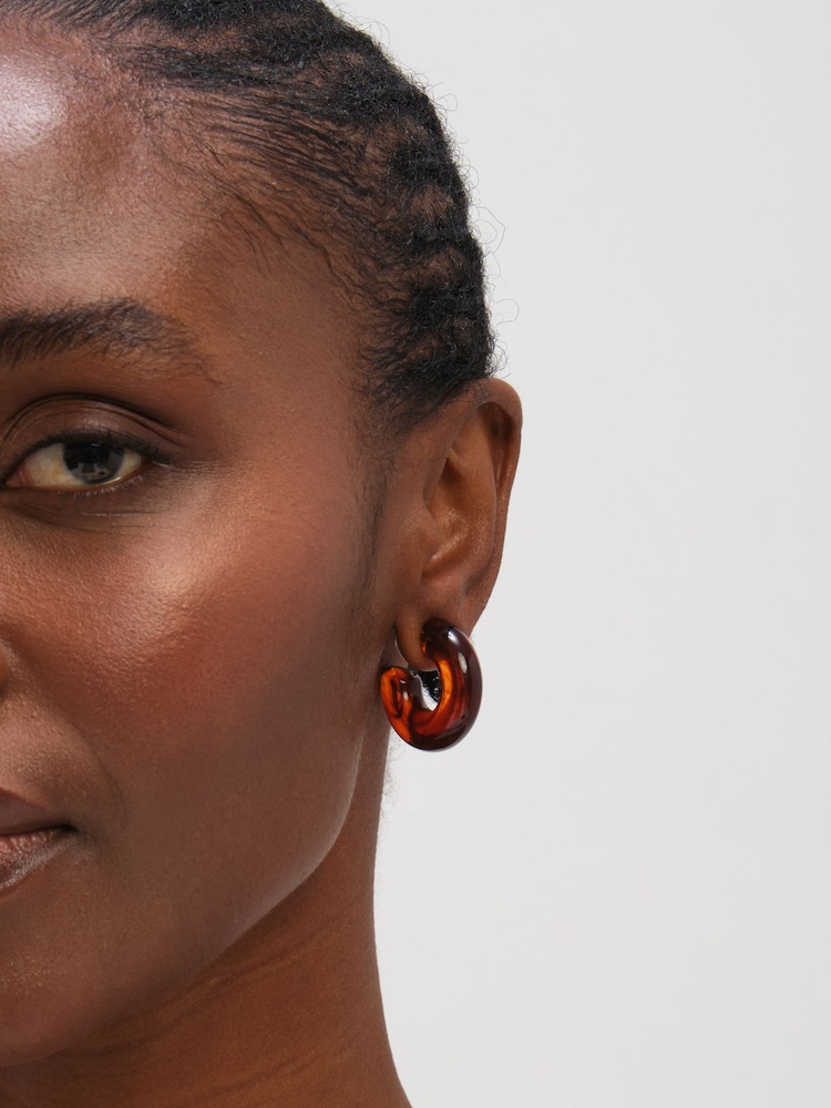 Mood Red Resin Hoop Earrings - Image 2 of 2 Mood Red Resin Hoop Earrings - Image 2 of 2