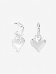 Mood Silver Tone Polished Heart Hoops - Image 3 of 3