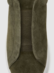 Reiss Olive Green Emil Suede Slip-On Elasticated Trainers - Image 5 of 5