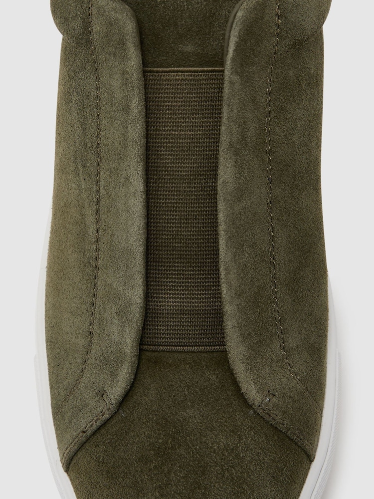 Reiss Olive Green Emil Suede Slip-On Elasticated Trainers - Image 5 of 5