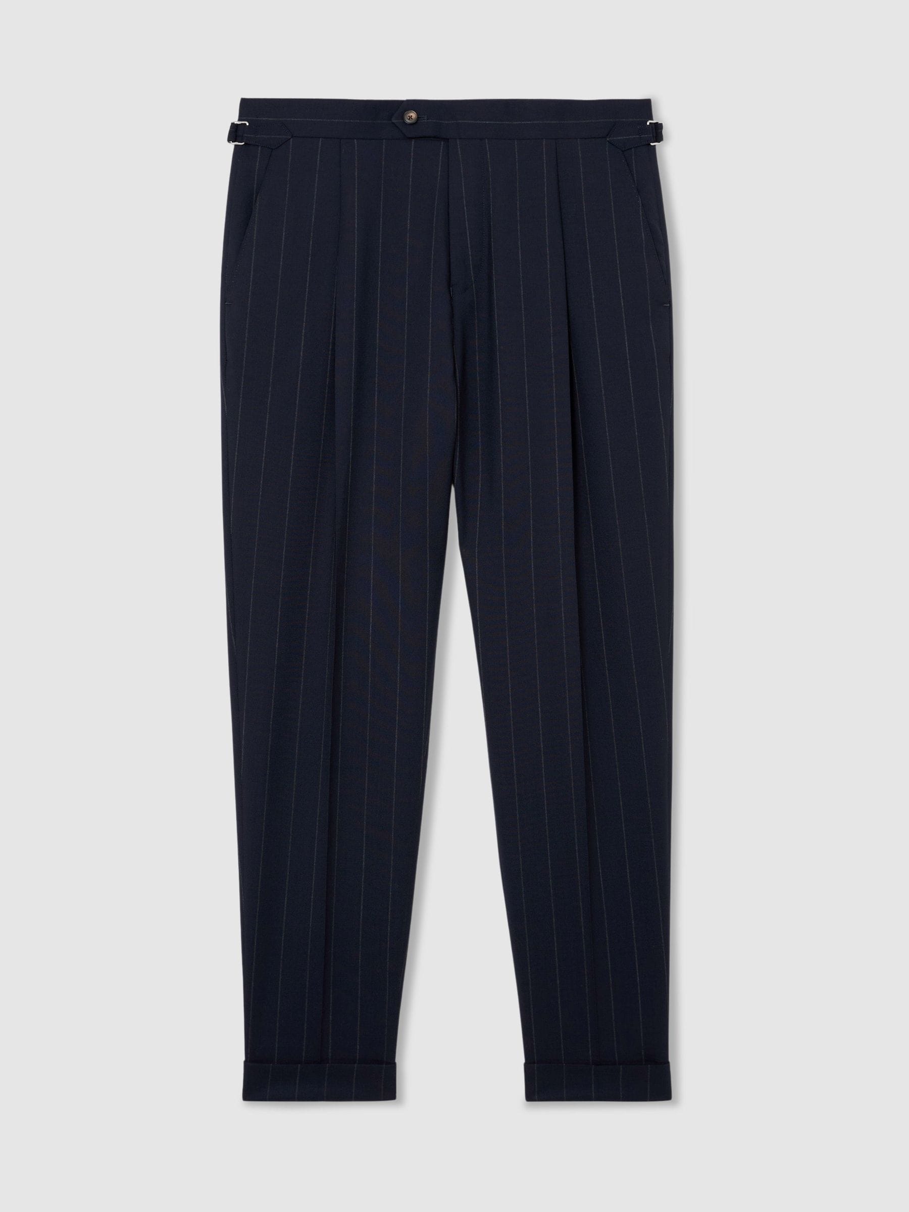 Buy Reiss Navy Bank Virgin Wool Pinstripe Side-Adjuster Suit