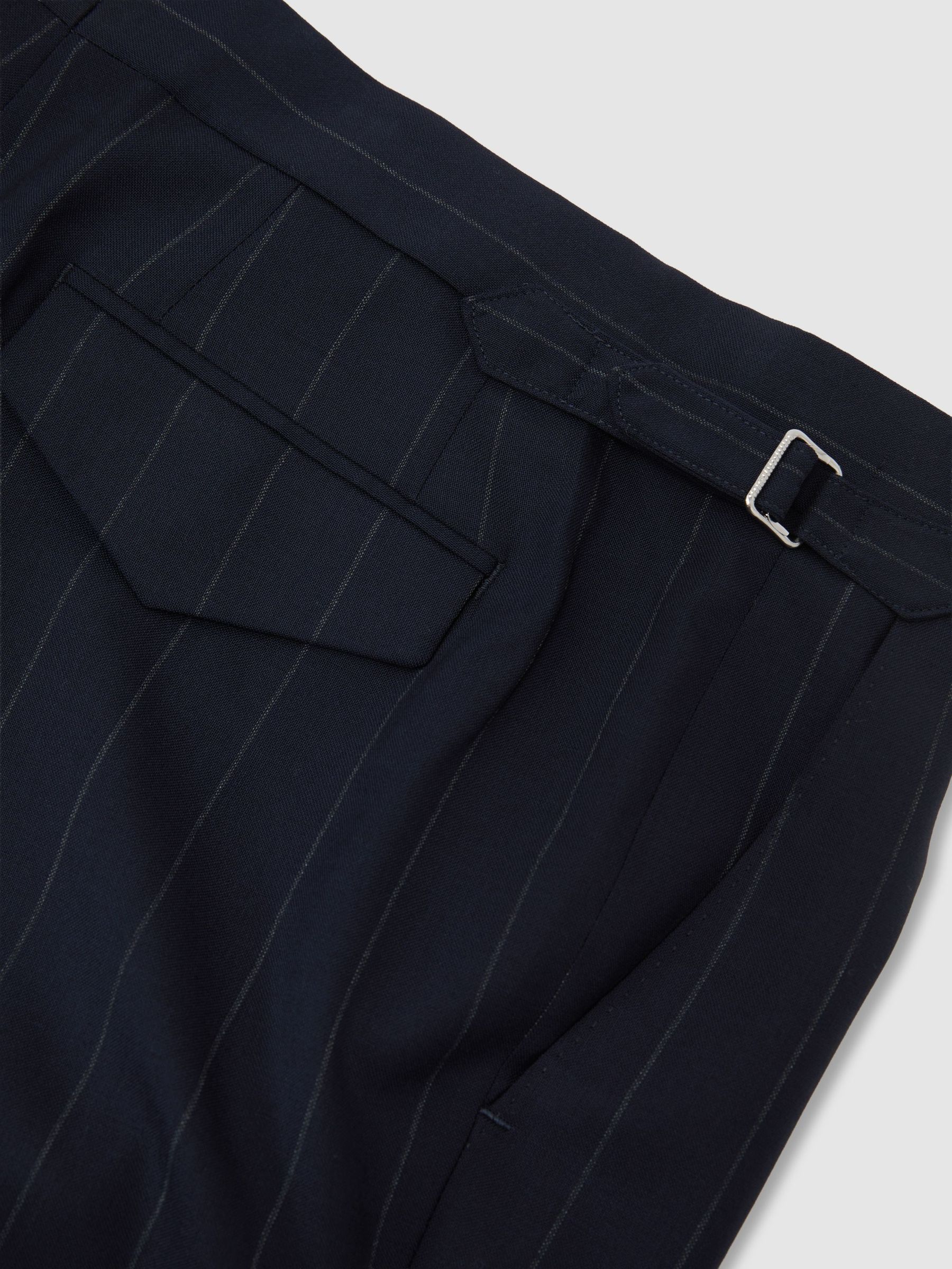 Buy Reiss Navy Bank Virgin Wool Pinstripe Side-Adjuster Suit