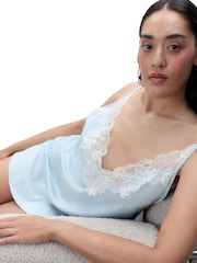 Bluebella Isabella Luxury Satin Short Blue Chemise - Image 4 of 4