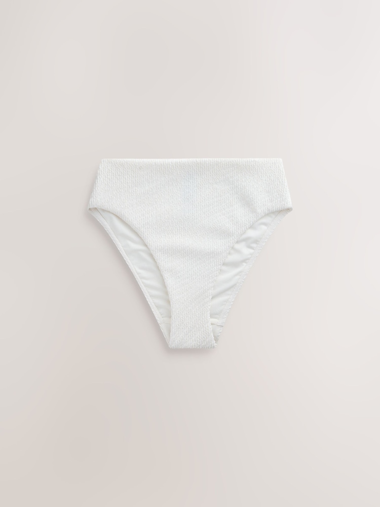 Cream Crinkle High Waist High Leg Bikini Bottom - Image 1 of 3