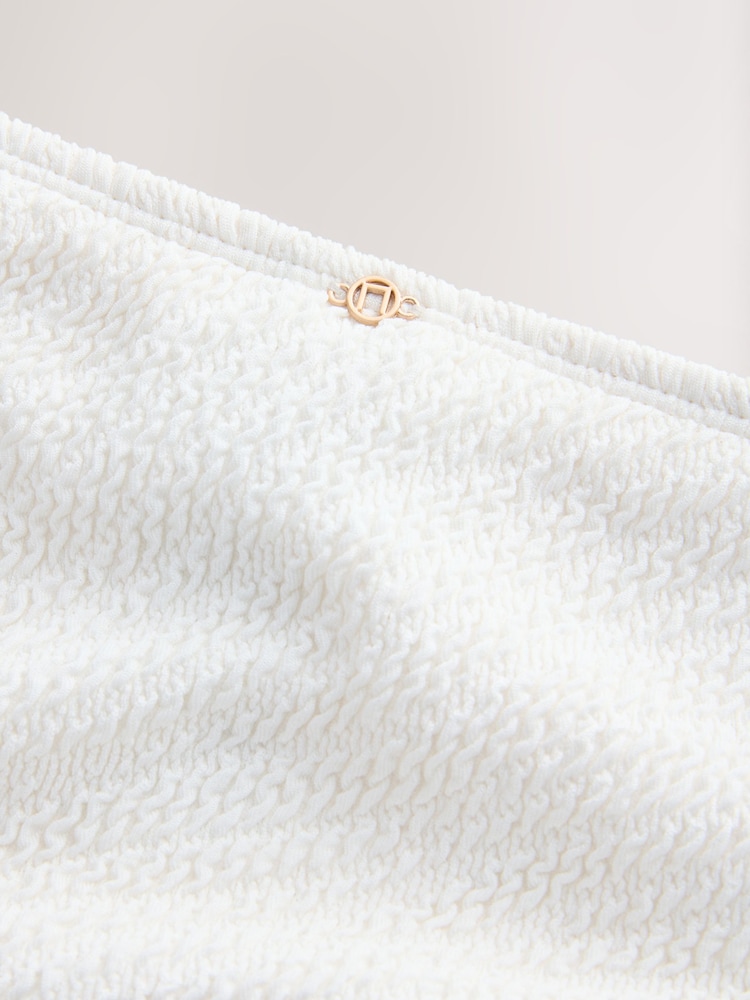 Cream Crinkle High Waist High Leg Bikini Bottom - Image 2 of 3