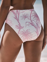 Cream/Pink Floral High Waist High Waist Bikini Bottoms - Image 5 of 8