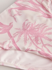 Cream/Pink Floral High Waist High Waist Bikini Bottoms - Image 7 of 8