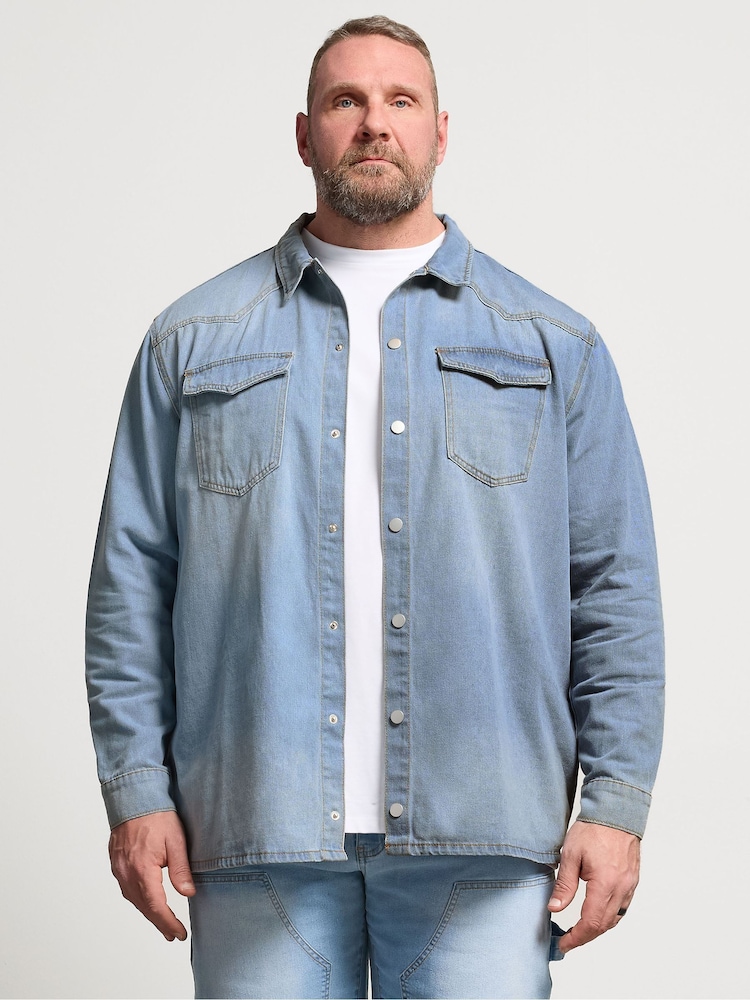 BadRhino Big & Tall Blue Long Sleeve Denim Shirt - Image 1 of 6