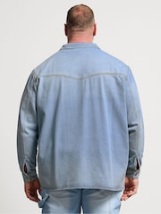 BadRhino Big & Tall Blue Long Sleeve Denim Shirt - Image 3 of 6