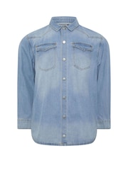 BadRhino Big & Tall Blue Long Sleeve Denim Shirt - Image 5 of 6