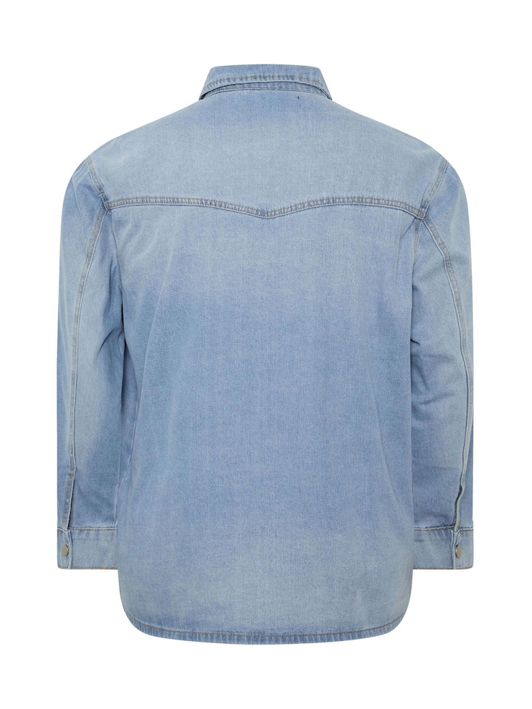 BadRhino Big & Tall Blue Long Sleeve Denim Shirt - Image 6 of 6