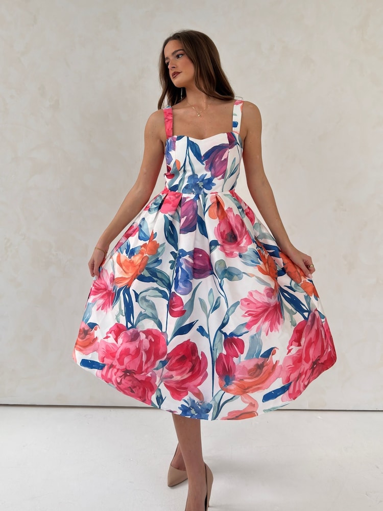 Girl In Mind Raisa Strappy Sweetheart Neck Midi Dress - Imagen 1 de 5