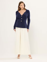 Star by Julien MacDonald Blue Peplum Button Cardigan - Image 2 of 6