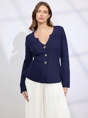 Star by Julien MacDonald Blue Peplum Button Cardigan - Image 3 of 6
