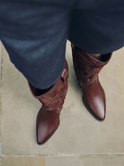 Rosso bordeaux - N. Premium Western Knee High Chisel Toe Boots - Immagine 7 di 7