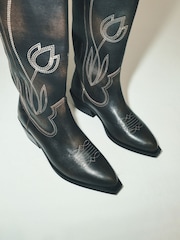 Chocolate Brown Forever Comfort® Stitched Western Knee High Boots - Image 3 of 9