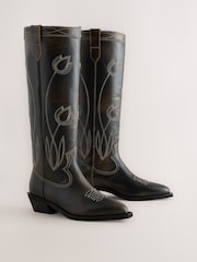 Chocolate Brown Forever Comfort® Stitched Western Knee High Boots - Image 5 of 9