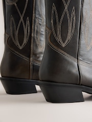 Chocolate Brown Forever Comfort® Stitched Western Knee High Boots - Image 6 of 9