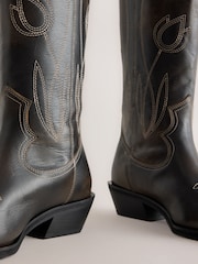 Chocolate Brown Forever Comfort® Stitched Western Knee High Boots - Image 7 of 9