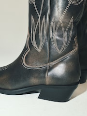 Chocolate Brown Forever Comfort® Stitched Western Knee High Boots - Image 9 of 9