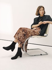 Black Forever Comfort® Round Toe Sock Ankle Boots - Image 3 of 4