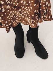 Black Forever Comfort® Round Toe Sock Ankle Boots - Image 4 of 4