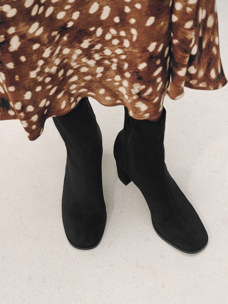 Black Forever Comfort® Round Toe Sock Ankle Boots - Image 4 of 4 Black Forever Comfort® Round Toe Sock Ankle Boots - Image 4 of 4