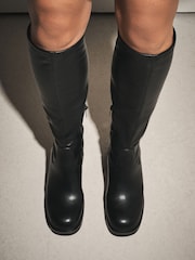 Noir - Forever Comfort® Chunky Heeled Knee High Sock Boots - Image 2 de 4