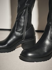 Noir - Forever Comfort® Chunky Heeled Knee High Sock Boots - Image 3 de 4