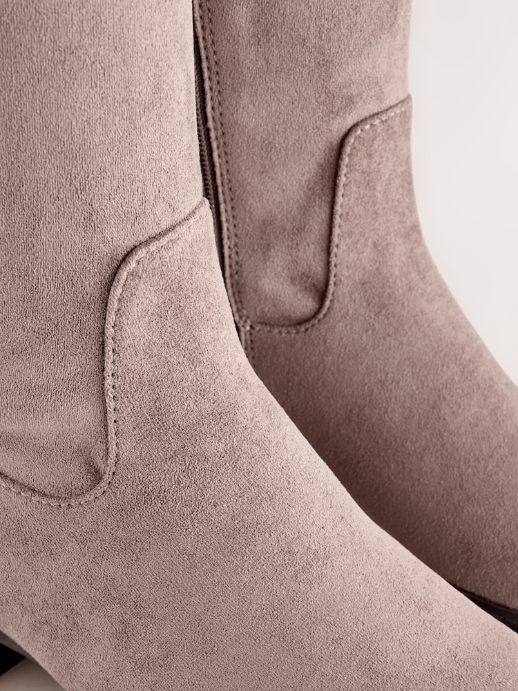 Taupe Brown Forever Comfort® Chisel Toe Knee High Sock Boots - Image 10 of 10