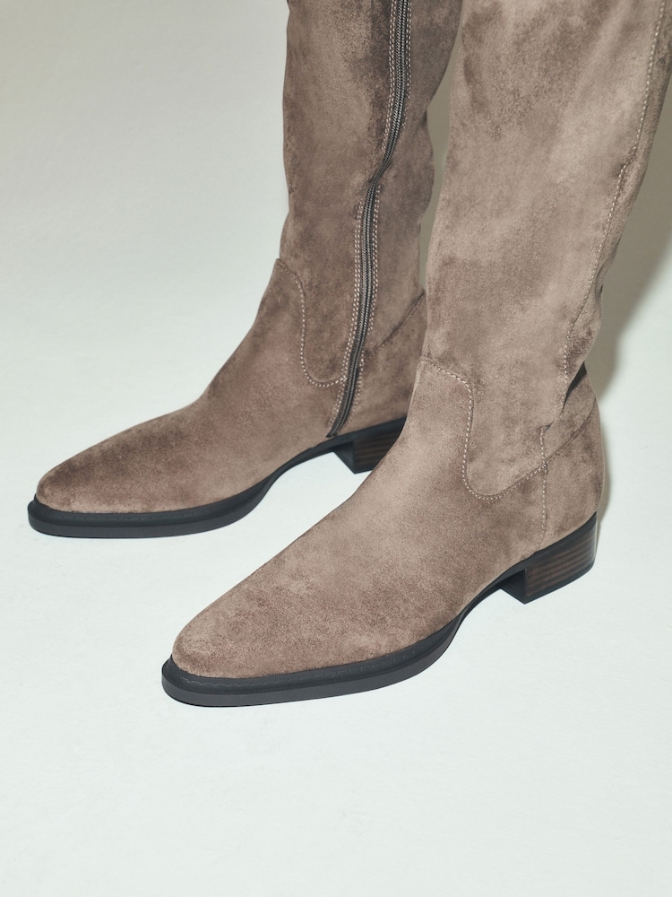 Taupe Brun - Forever Comfort® Knähöga Stövlar Med Höga Tån - Bild 2 av 4