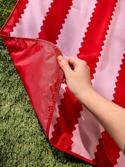 Wylder Pink Birdie Stripe Water Resistant Outdoor Picnic Blanket - Image 2 of 5