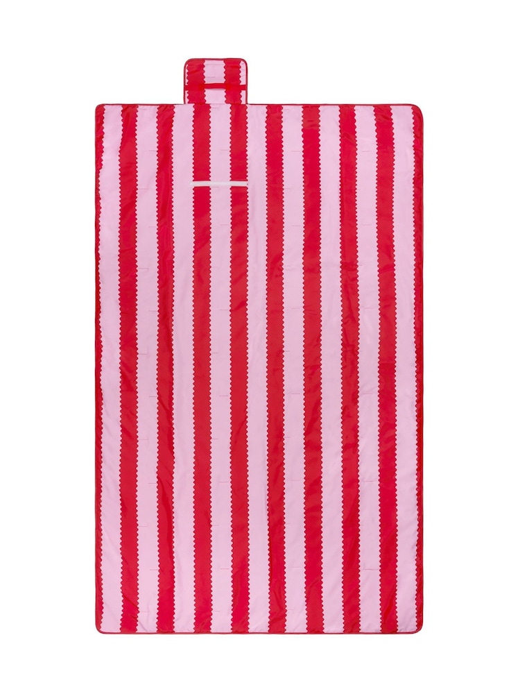 Wylder Pink Birdie Stripe Water Resistant Outdoor Picnic Blanket - Image 5 of 5 Wylder Pink Birdie Stripe Water Resistant Outdoor Picnic Blanket - Image 5 of 5