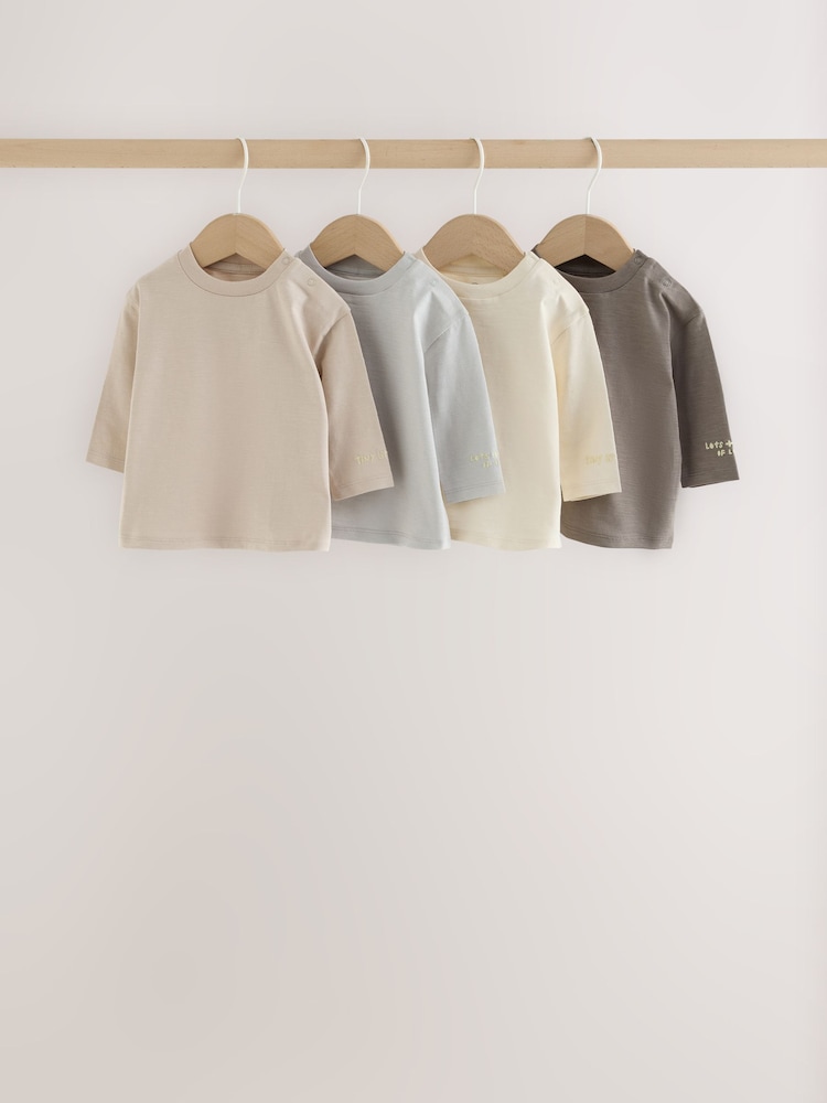 Grey Baby Long Sleeve T-Shirts 4 Pack (0mths-2yrs) - Image 1 of 10 Grey Baby Long Sleeve T-Shirts 4 Pack (0mths-2yrs) - Image 1 of 10