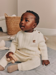 Neutral Baby Cable Knit Jumper and Leggings Set (0mths-2yrs) - Image 1 of 5