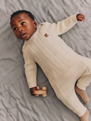 Neutral Baby Cable Knit Jumper and Leggings Set (0mths-2yrs) - Image 3 of 5