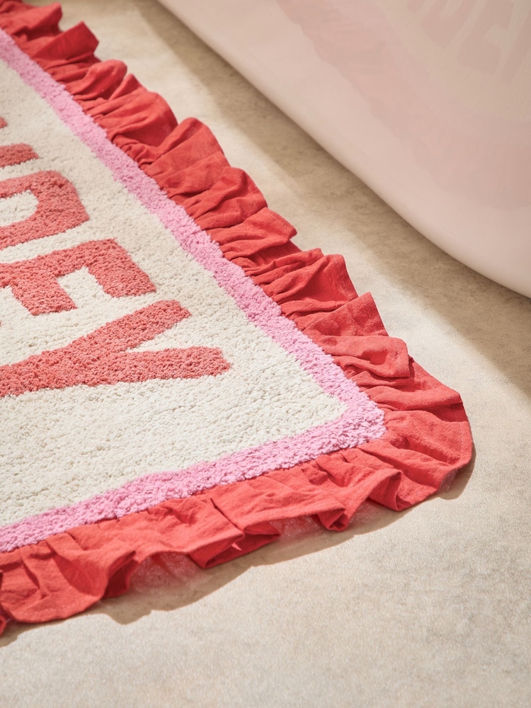 Furn Red Nudey Rudey Cotton Frill Bath Mat - Image 2 of 4 Furn Red Nudey Rudey Cotton Frill Bath Mat - Image 2 of 4