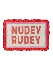 Furn Red Nudey Rudey Cotton Frill Bath Mat - Image 4 of 4
