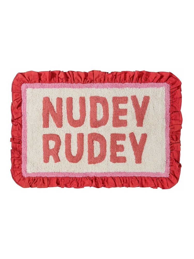 Furn Red Nudey Rudey Cotton Frill Bath Mat - Image 4 of 4 Furn Red Nudey Rudey Cotton Frill Bath Mat - Image 4 of 4