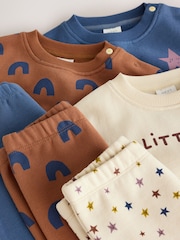 Blue/Neutral Baby Sweat Top and Wide Leg Joggers Set 6 Piece (0mths-2yrs) - Image 11 of 15